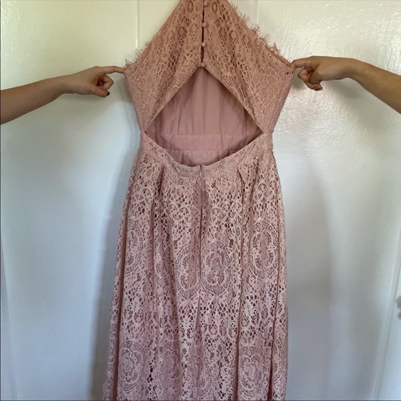 ASOS Pink Lace Midi Dress - Picture 4 of 7